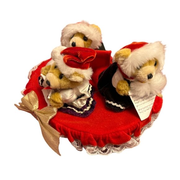 Fluffies Animated Singing Christmas Bears On Basket Base With Power Adapter - Picture 2 of 7